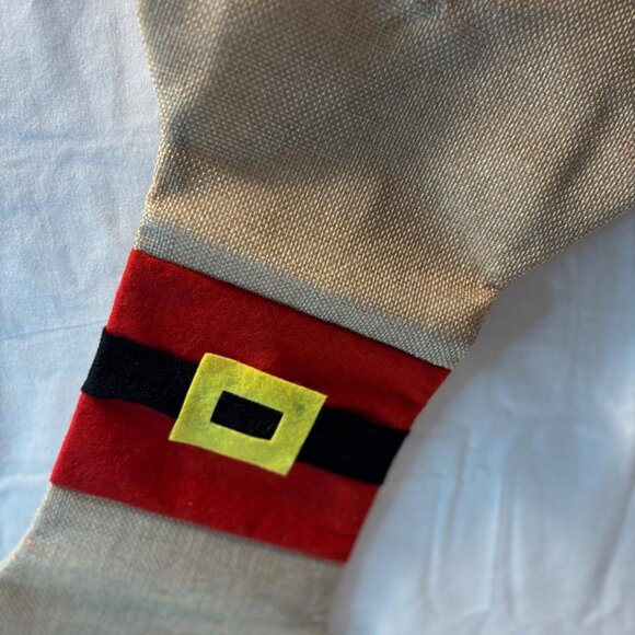 Burlap Christmas Dog Bone Shaped  Lined  Hanging Loop  16.5 inches long  NEW - Picture 2 of 4